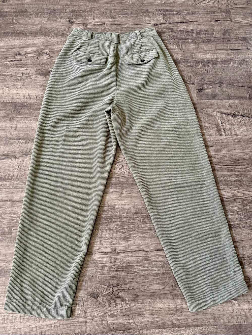 Madewell Womens Corduroy High Rise Pleated Tapered Olive Green Pants Size 4 - Picture 5 of 15